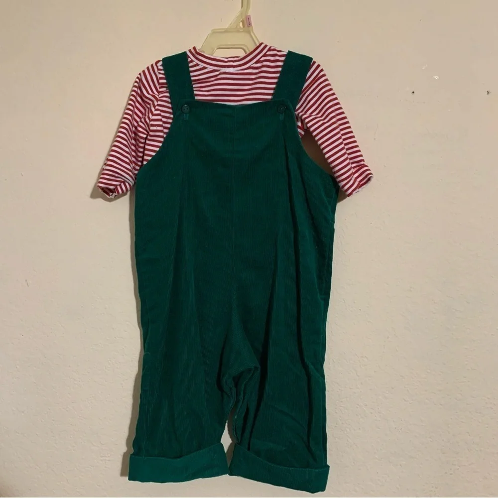 RARE EDITIONS, 12 Months, Corduroy Christmas Reindeer Overalls 2 Pc.Set
